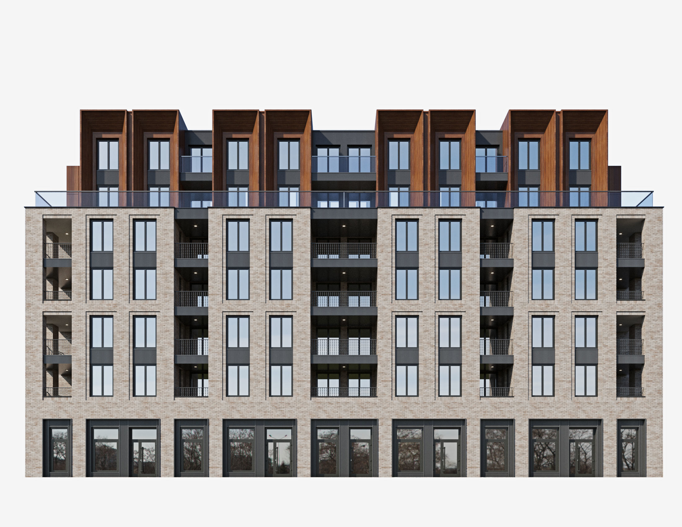 Modern residential building 11 3D model_6