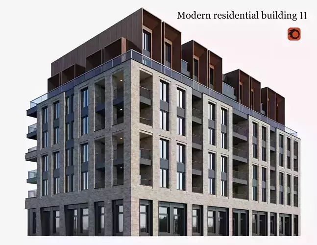 Modern residential building 11 3D model