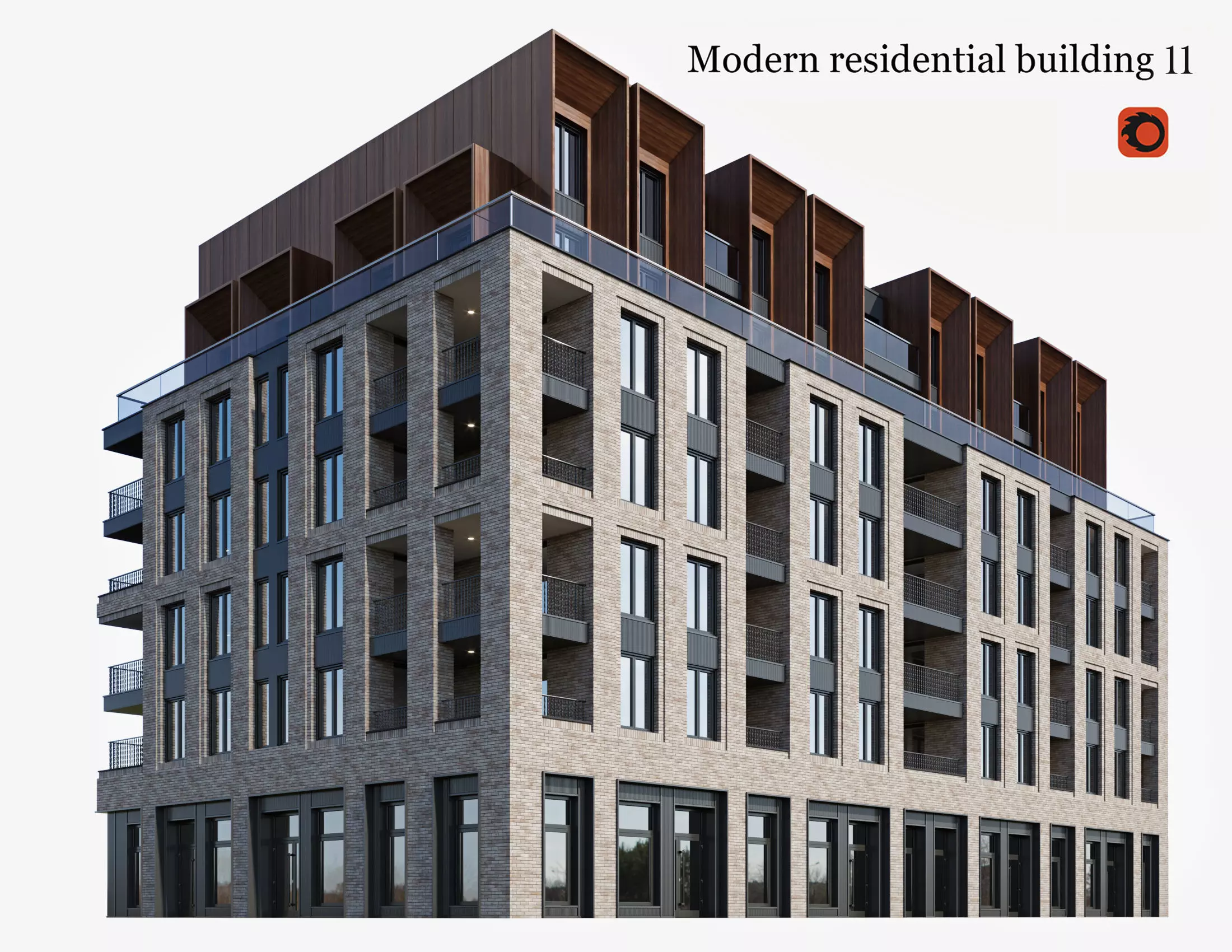 Modern residential building 11 3D model_0