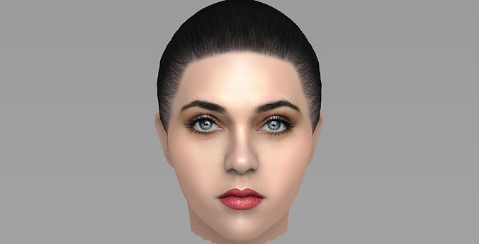 Beautiful brunette woman head TYPE 7 3D model