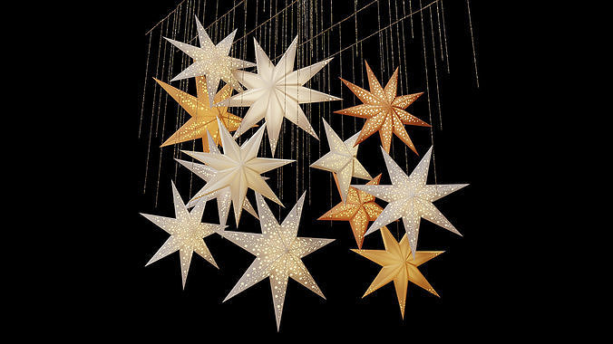 Swedish Stars Decorative Set Low-poly 3D model