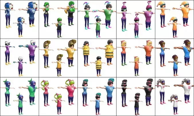 Cartoon - Characters Low-poly 3D model