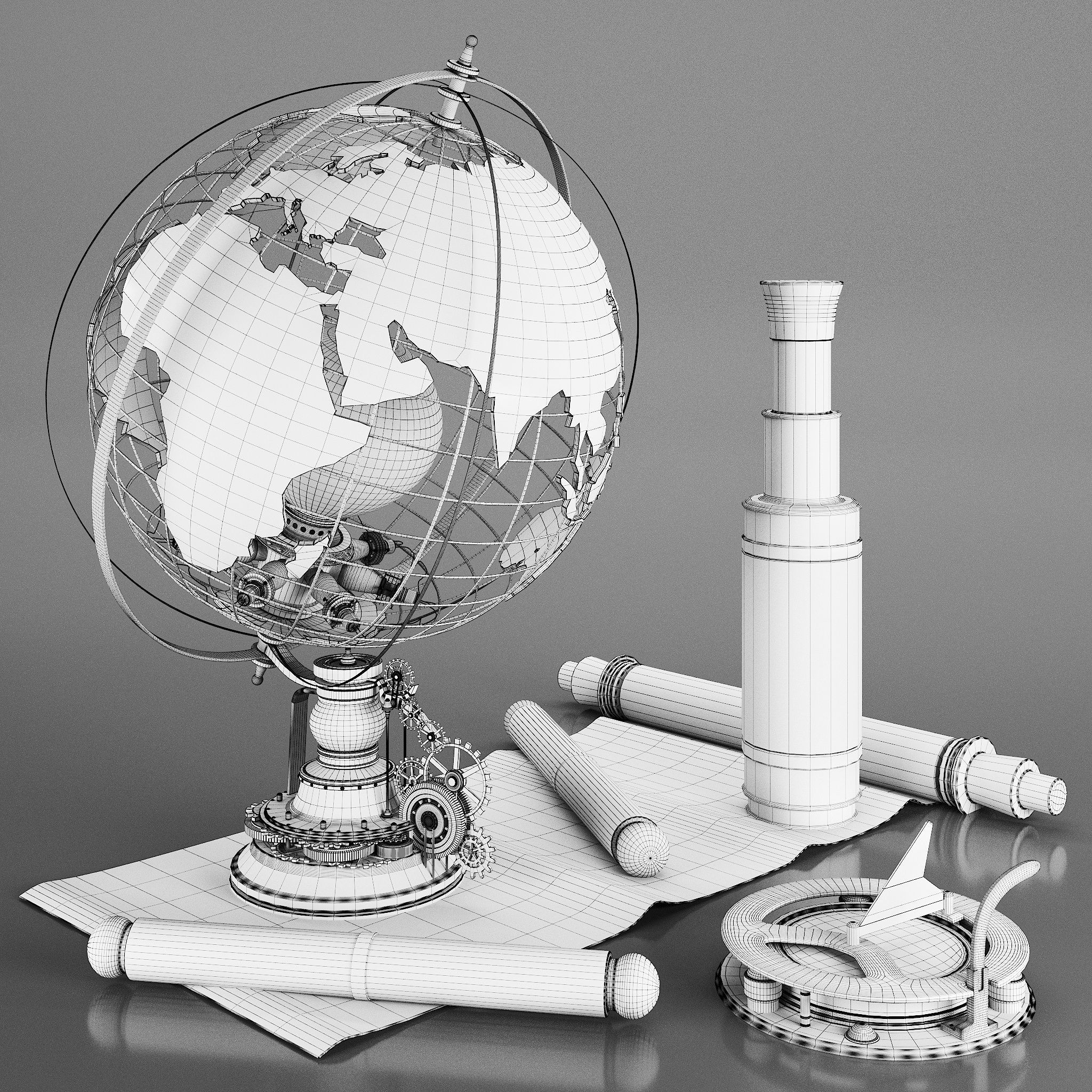 Steampunk Traveler Set 3D model_3