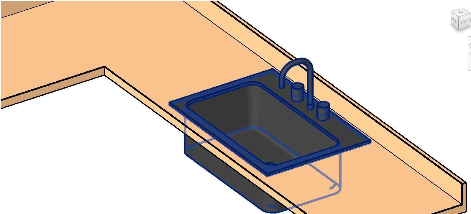 Kitchen counter top L-shaped with sink 3D model_1