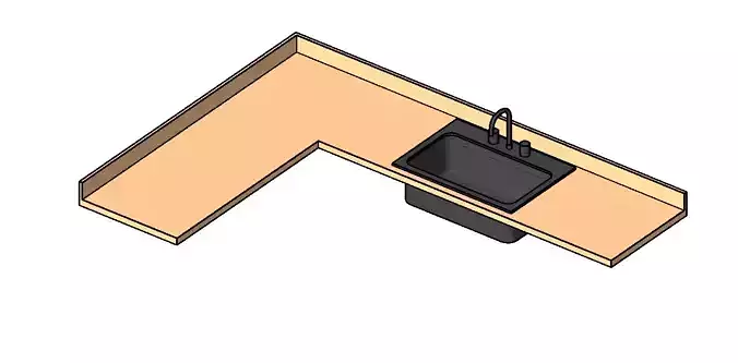 Kitchen counter top L-shaped with sink