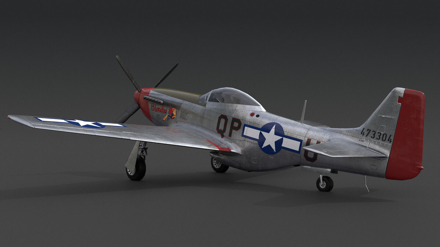 P51 Mustang Low-poly 3D model_4