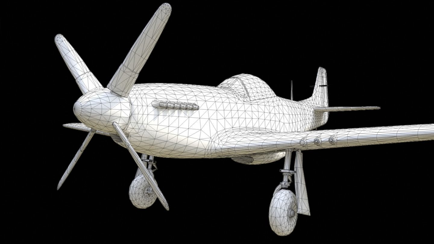 P51 Mustang Low-poly 3D model_2