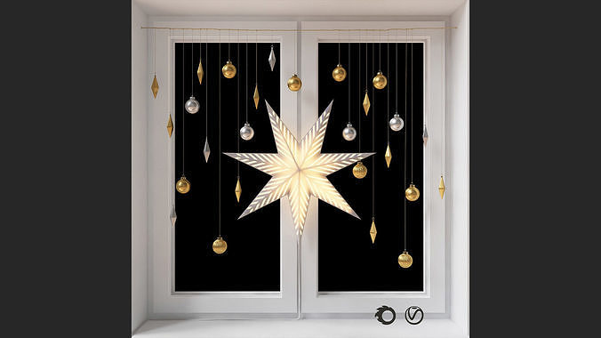 Swedish star - decorative set for decorating a window 3D model