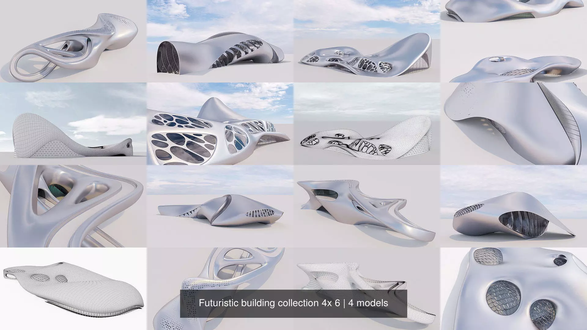 Futuristic building collection 4x 6 _1