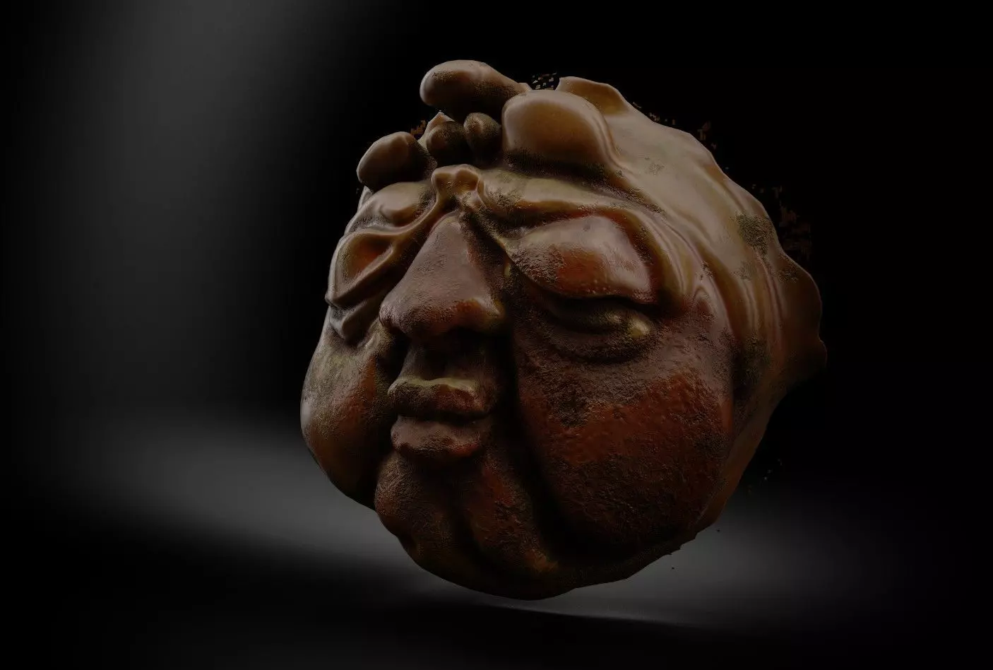 GIGER face of wooden mask 3D model_0