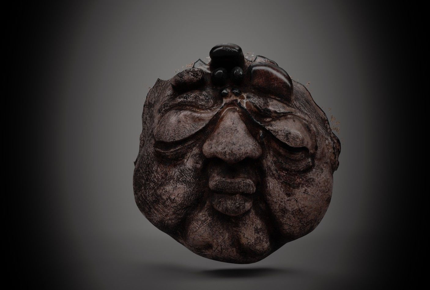 GIGER face of wooden mask 3D model_1