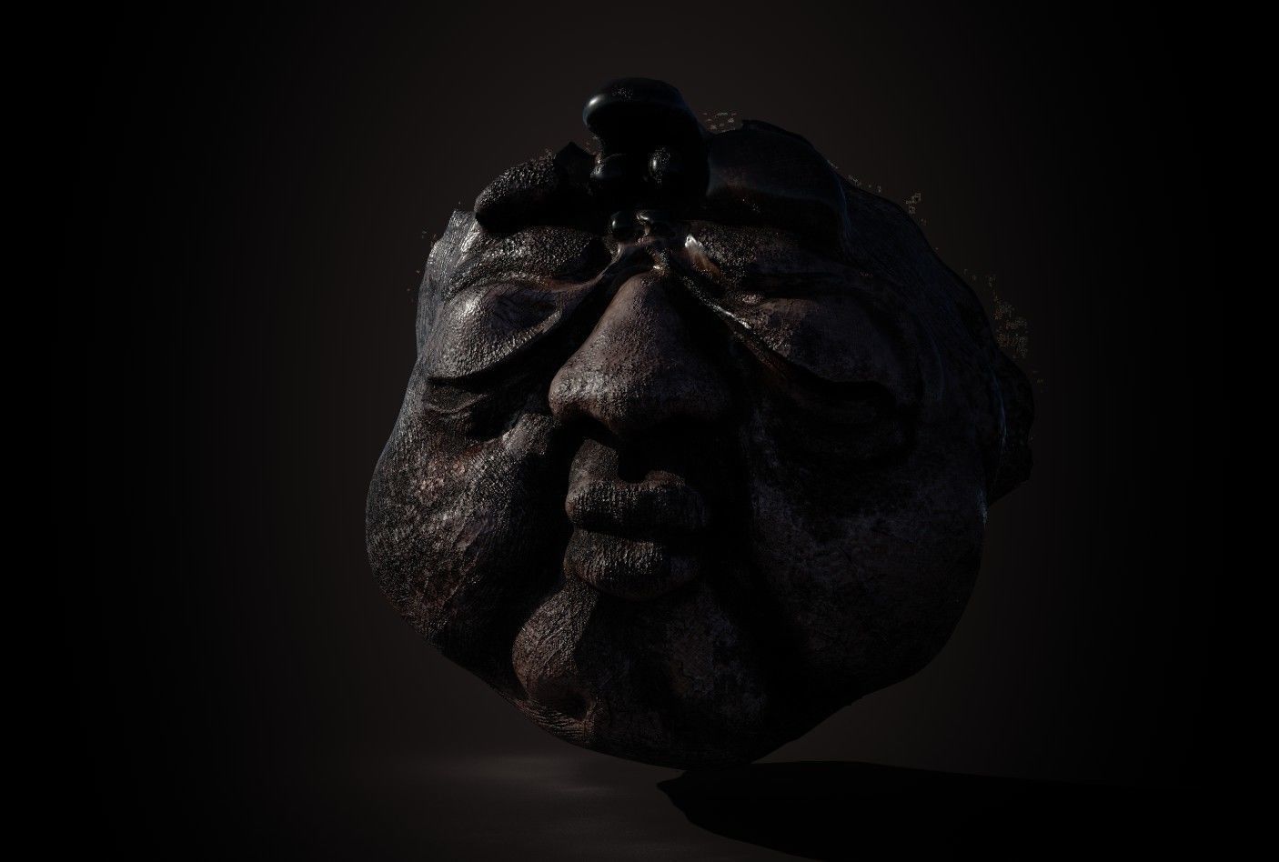 GIGER face of wooden mask 3D model_2