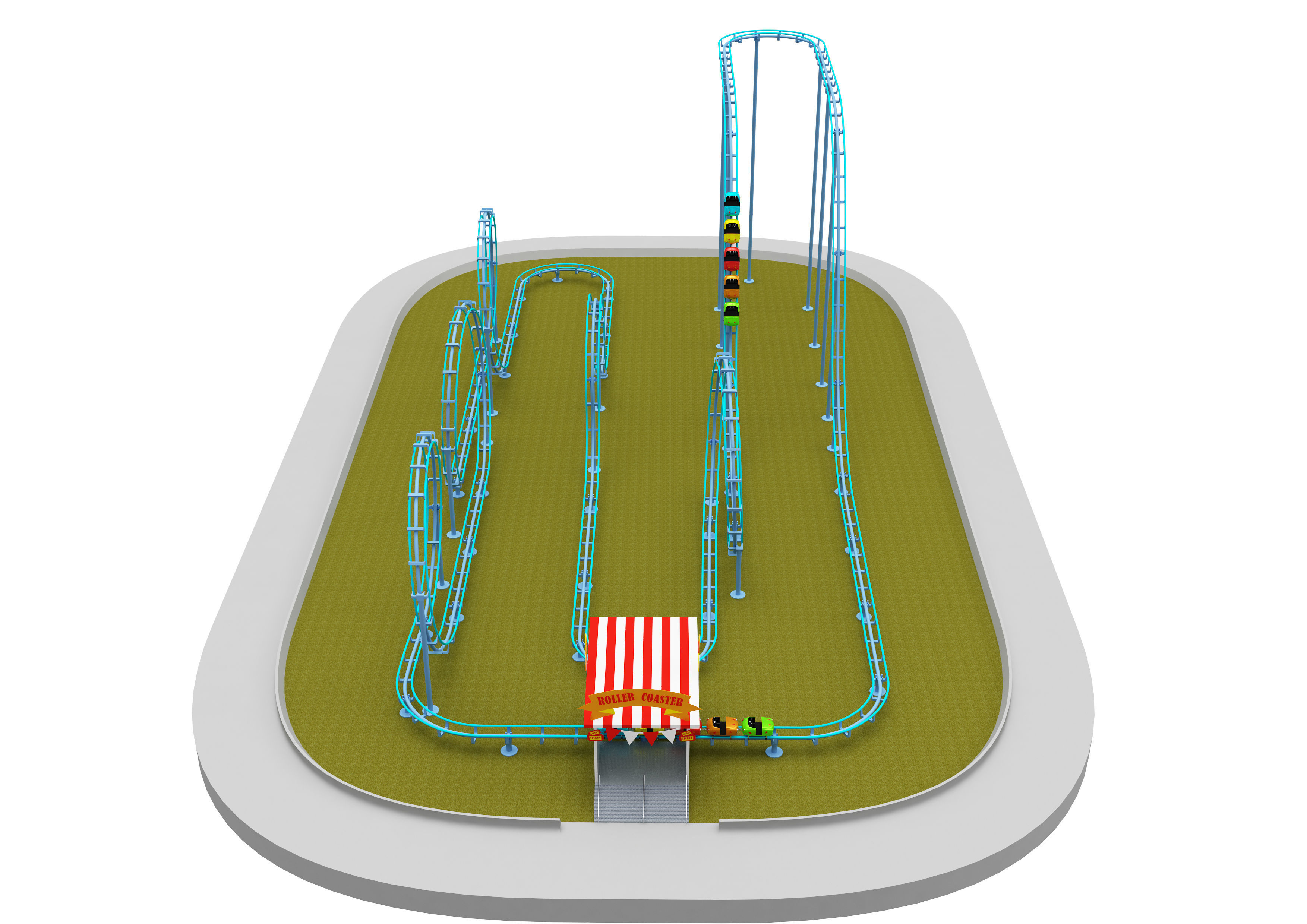 Amusement Park Equipment 9 Pieces 3D model_7