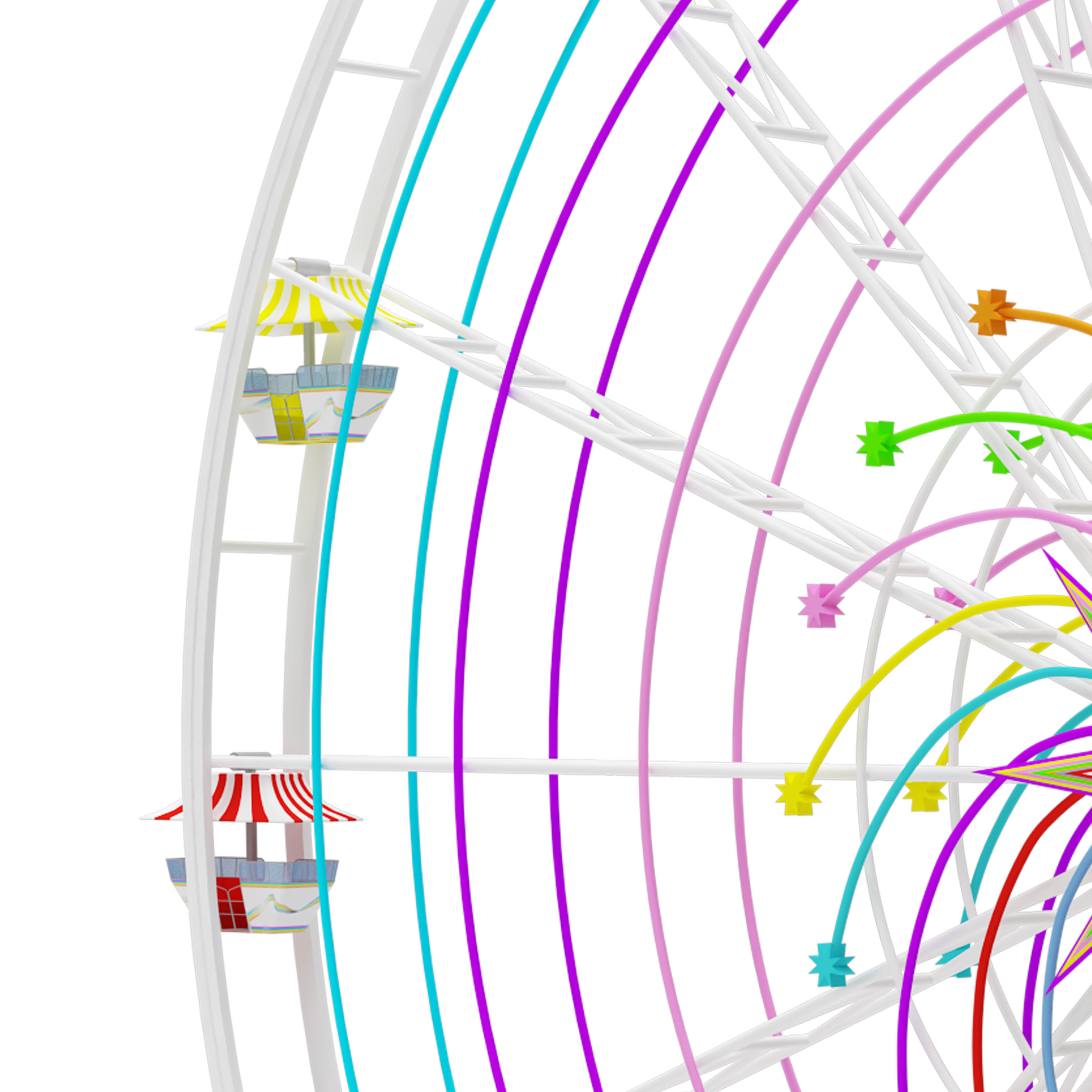 Amusement Park Equipment 9 Pieces 3D model_34