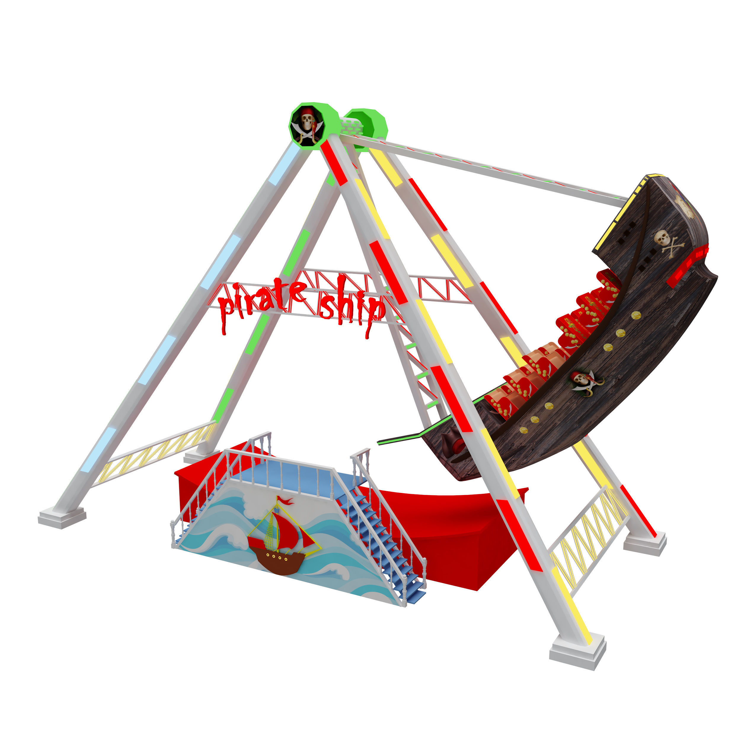 Amusement Park Equipment 9 Pieces 3D model_23