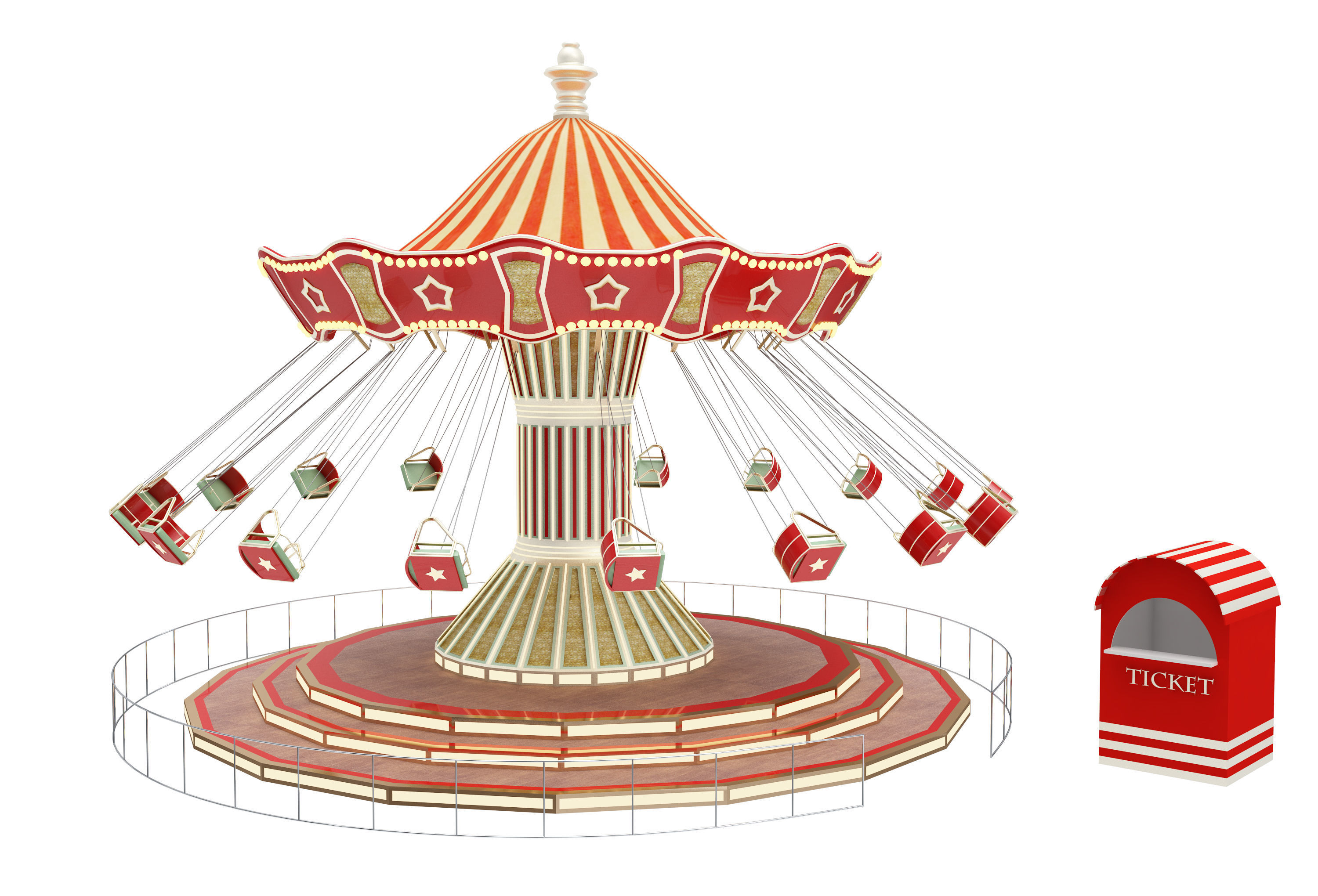 Amusement Park Equipment 9 Pieces 3D model_26