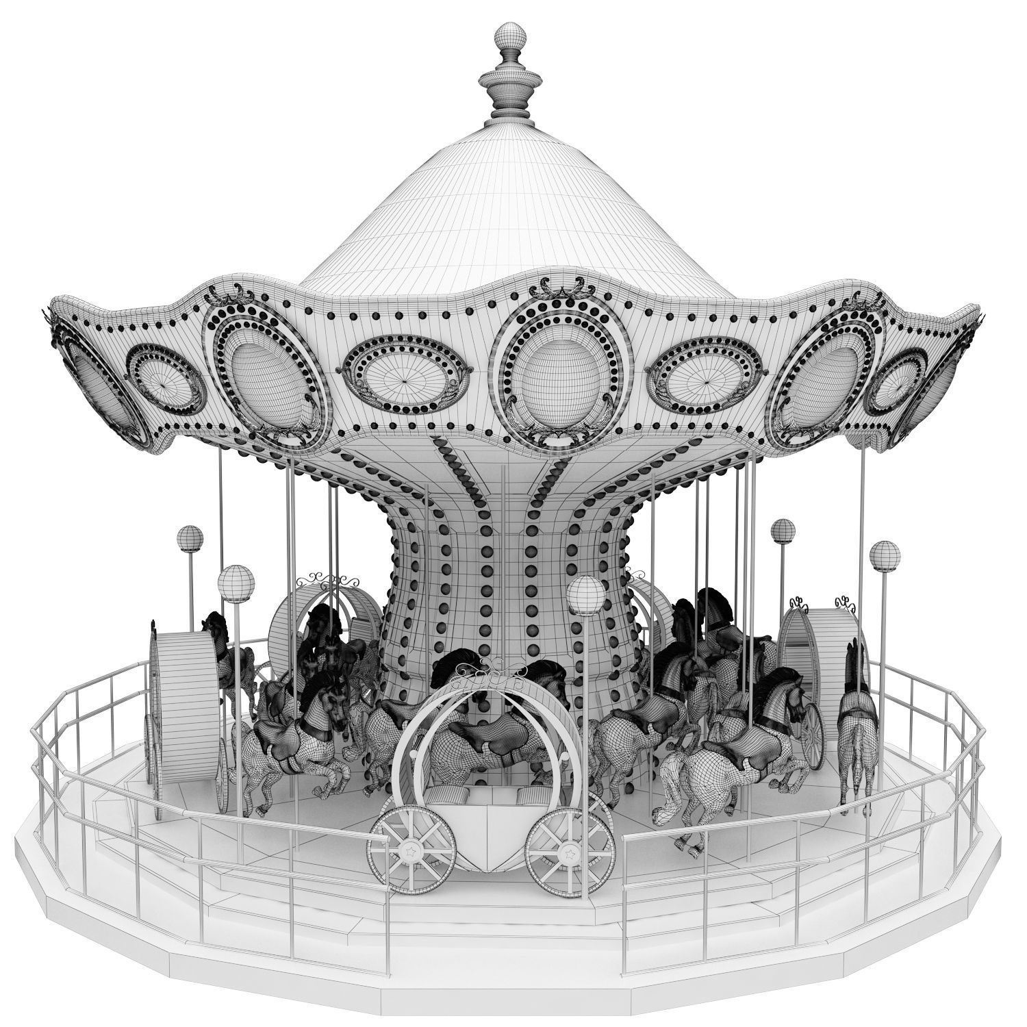Amusement Park Equipment 9 Pieces 3D model_36