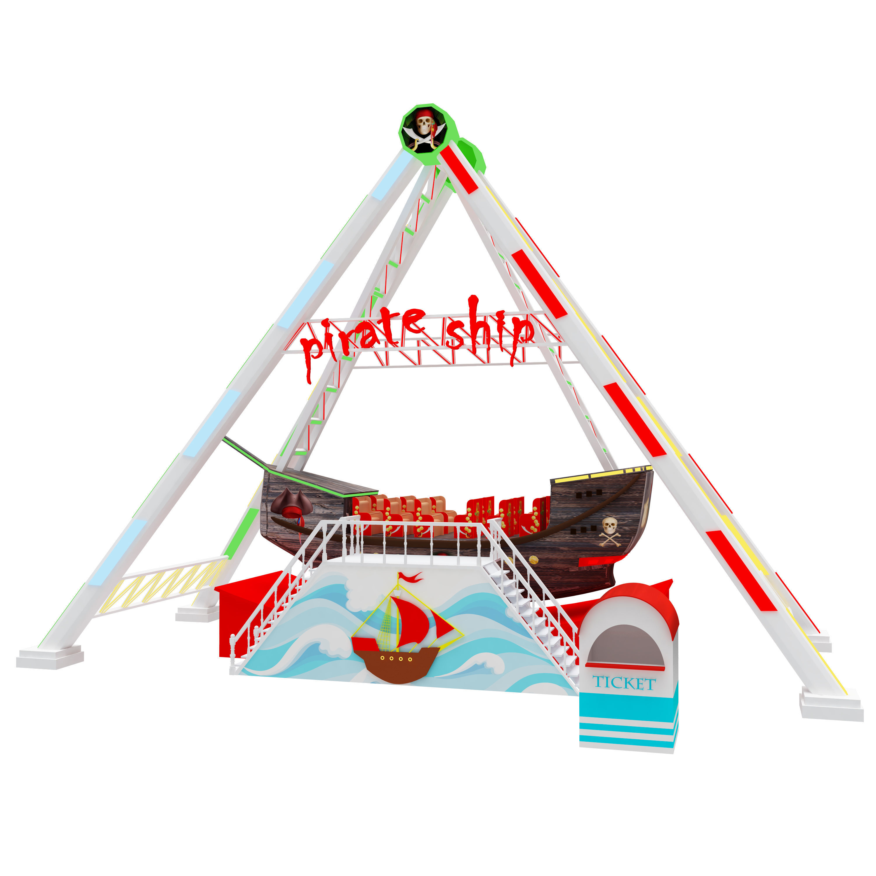 Amusement Park Equipment 9 Pieces 3D model_22