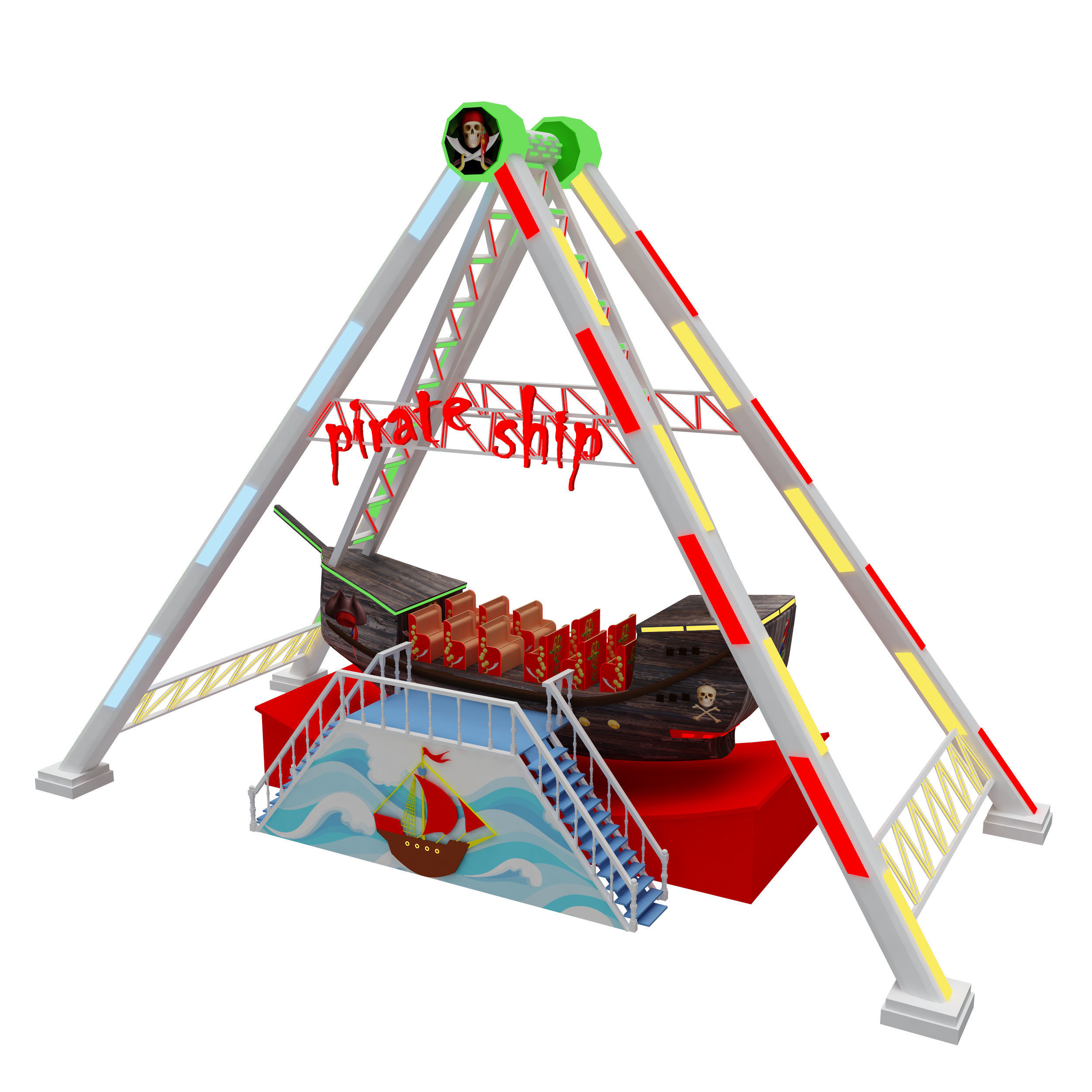 Amusement Park Equipment 9 Pieces 3D model_25