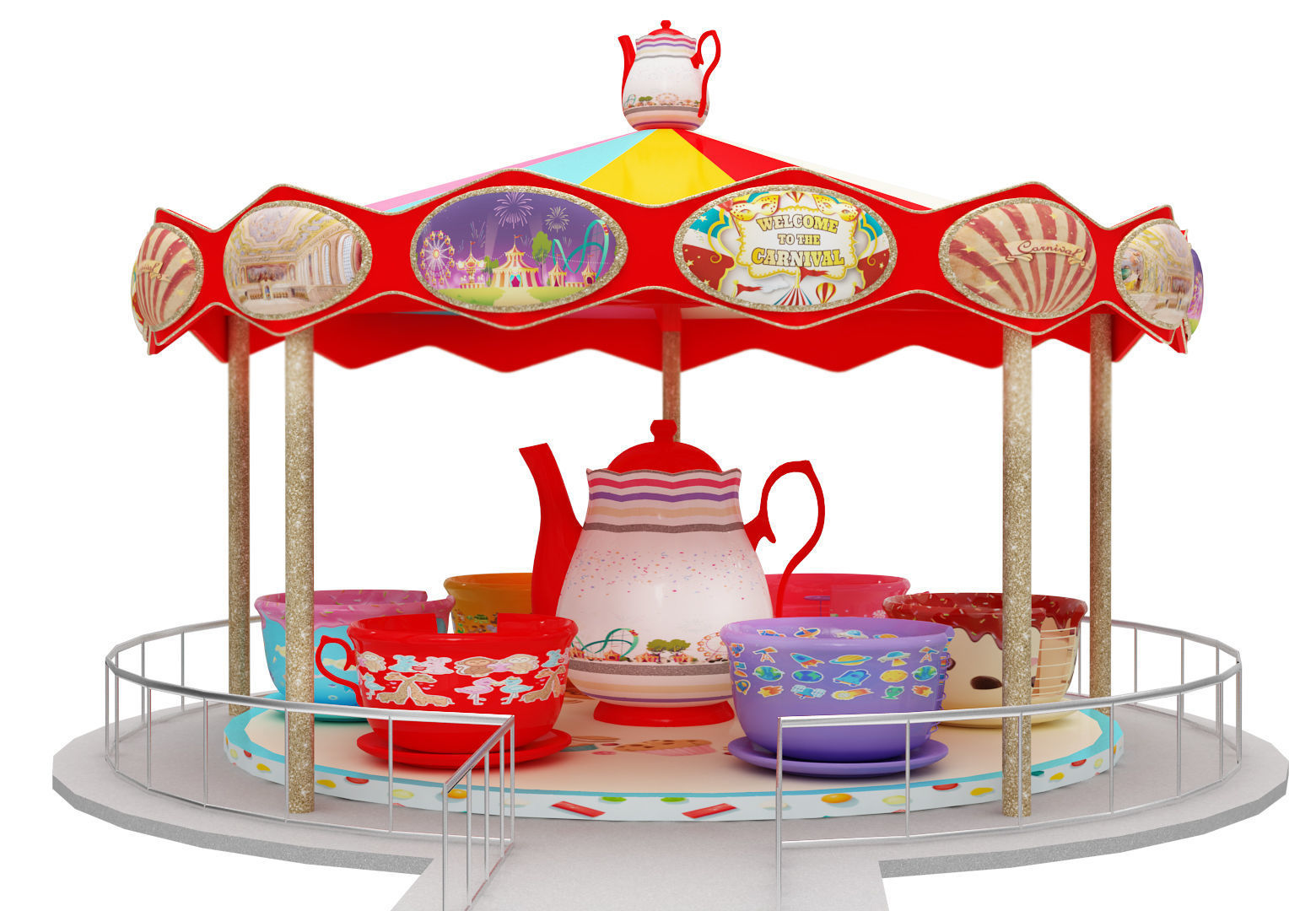 Amusement Park Equipment 9 Pieces 3D model_10