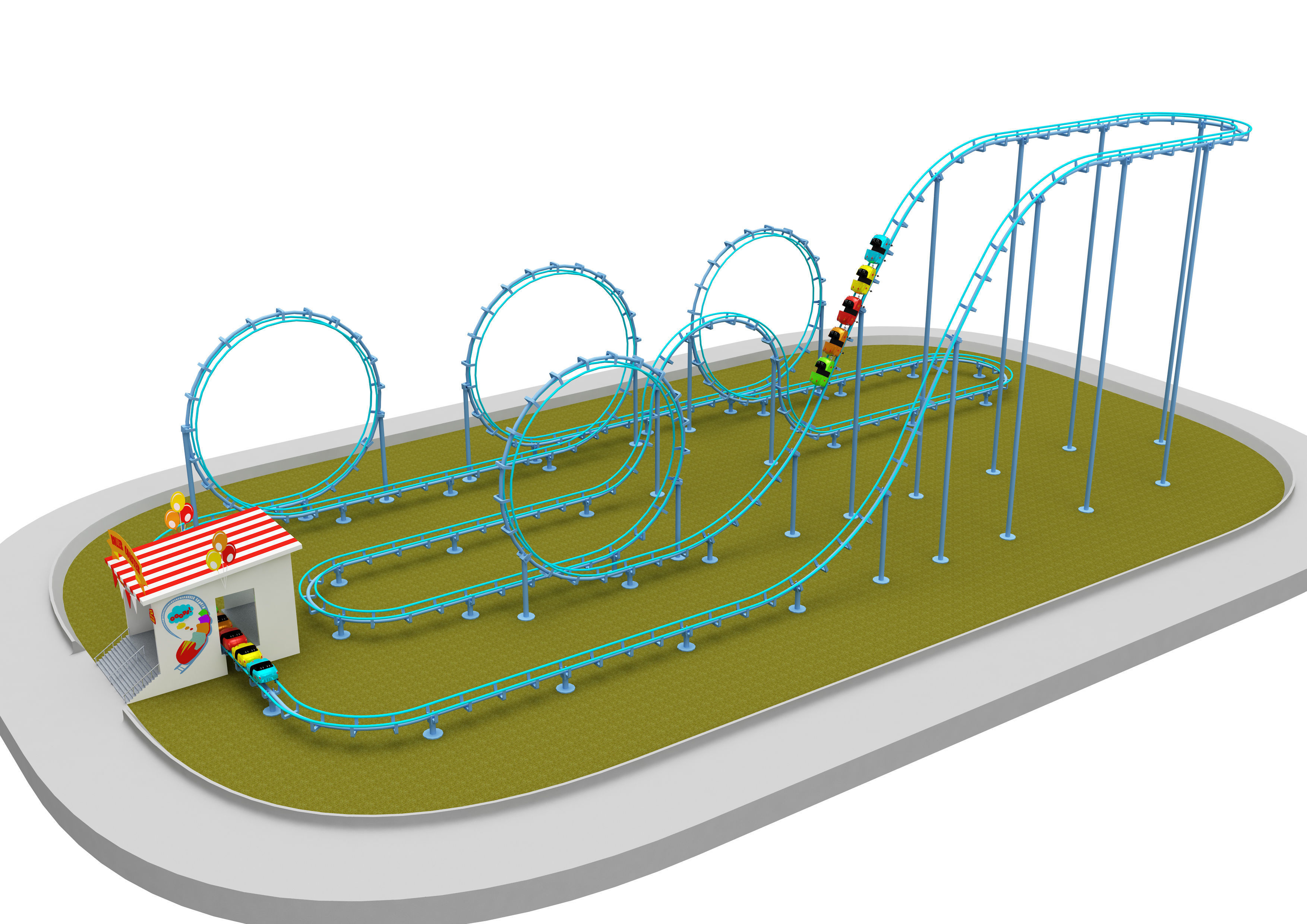 Amusement Park Equipment 9 Pieces 3D model_2