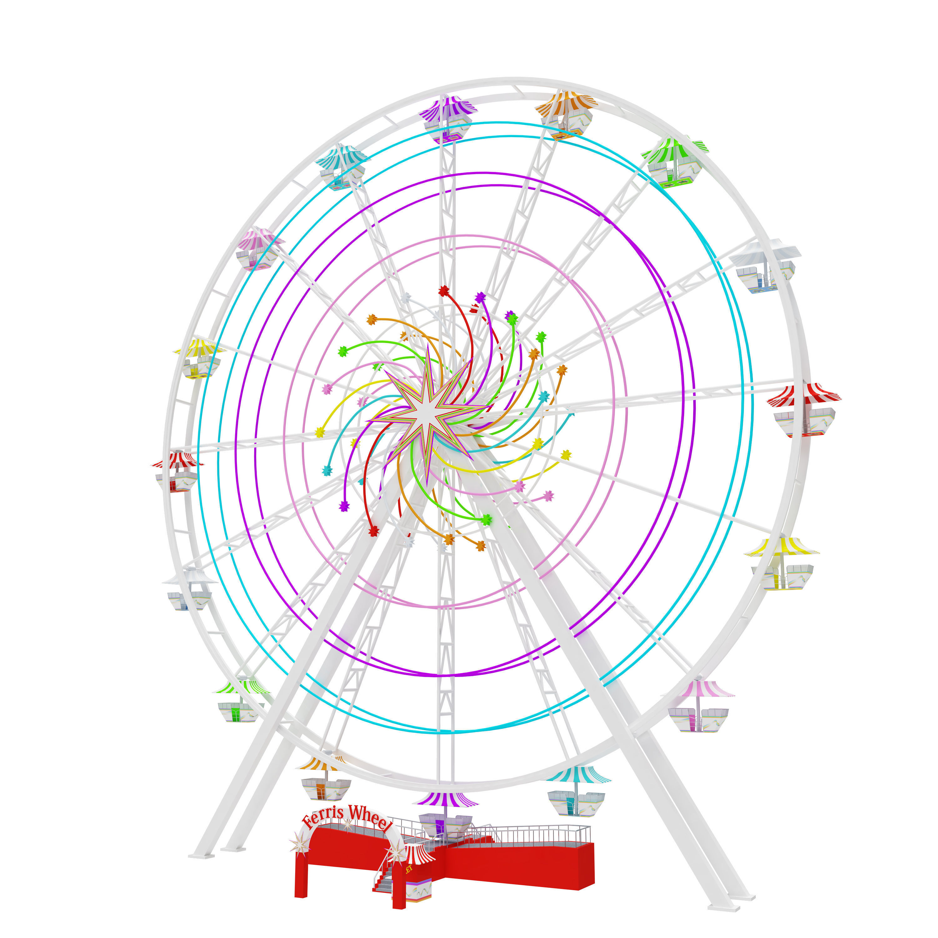 Amusement Park Equipment 9 Pieces 3D model_30