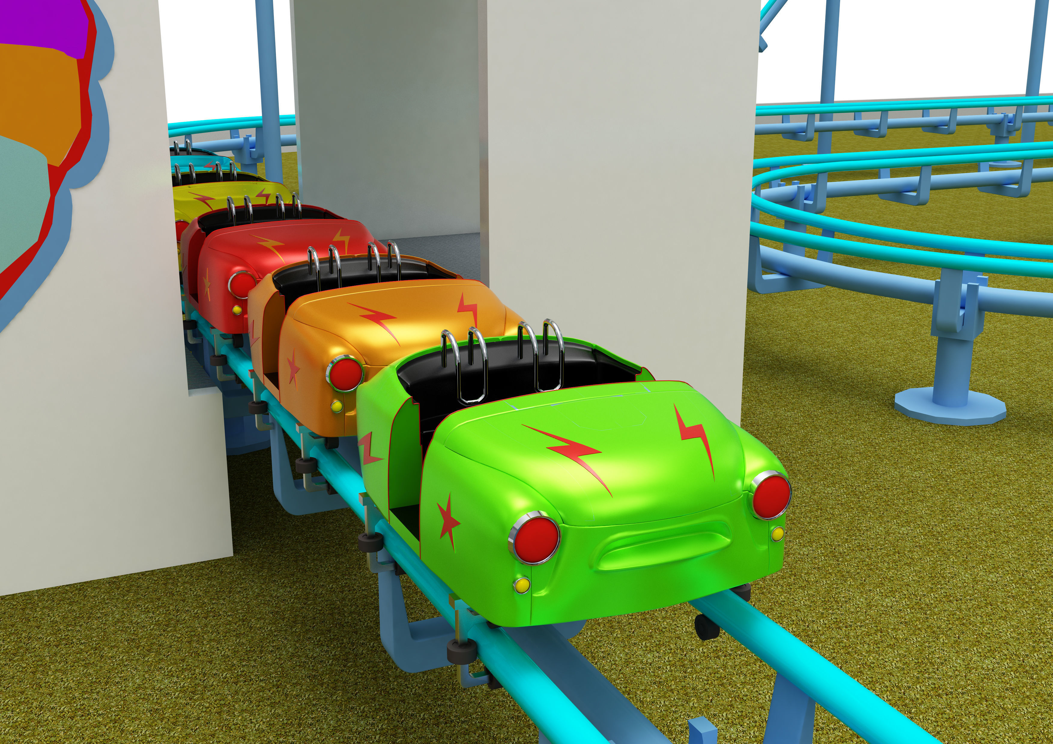 Amusement Park Equipment 9 Pieces 3D model_6