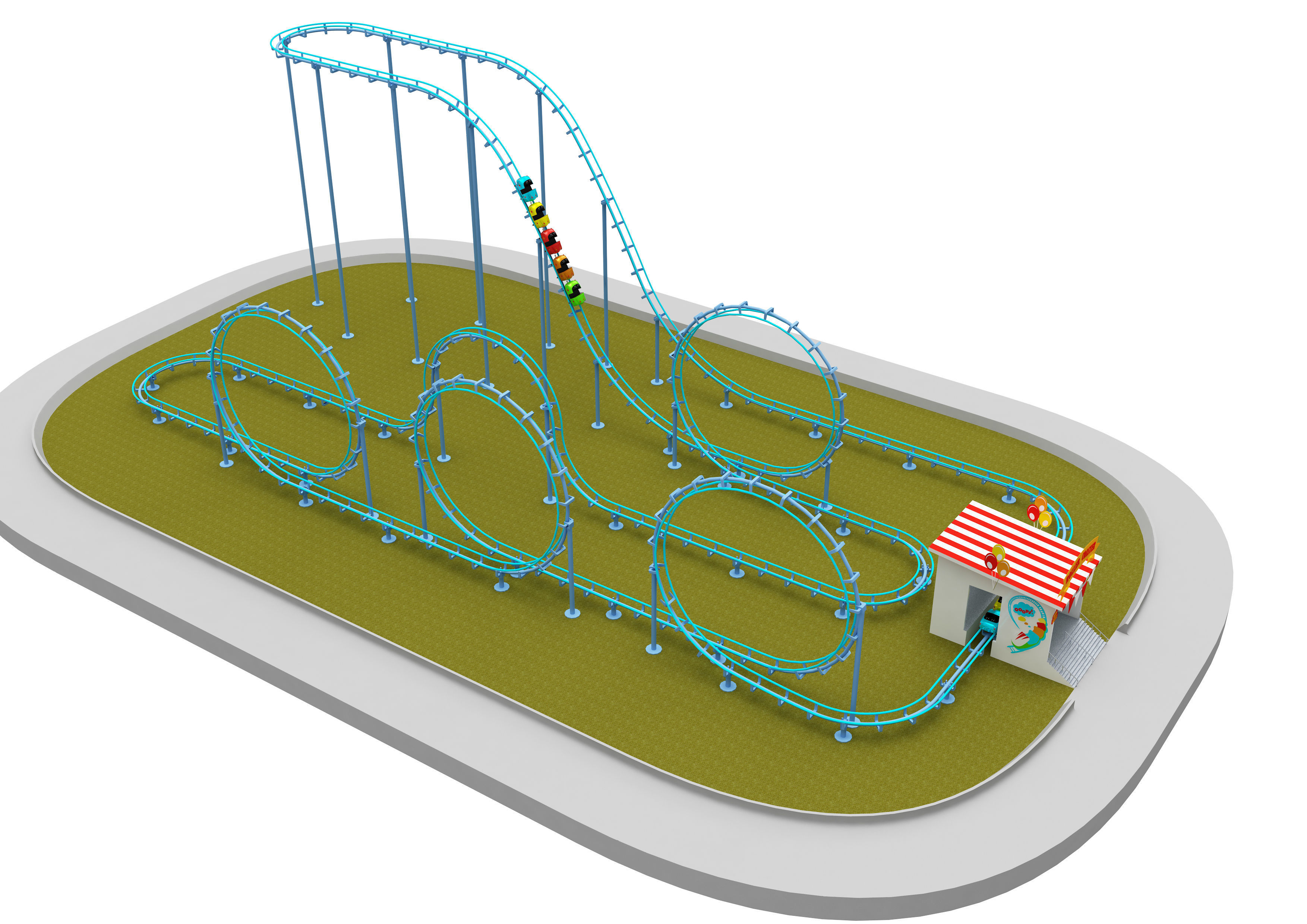 Amusement Park Equipment 9 Pieces 3D model_5