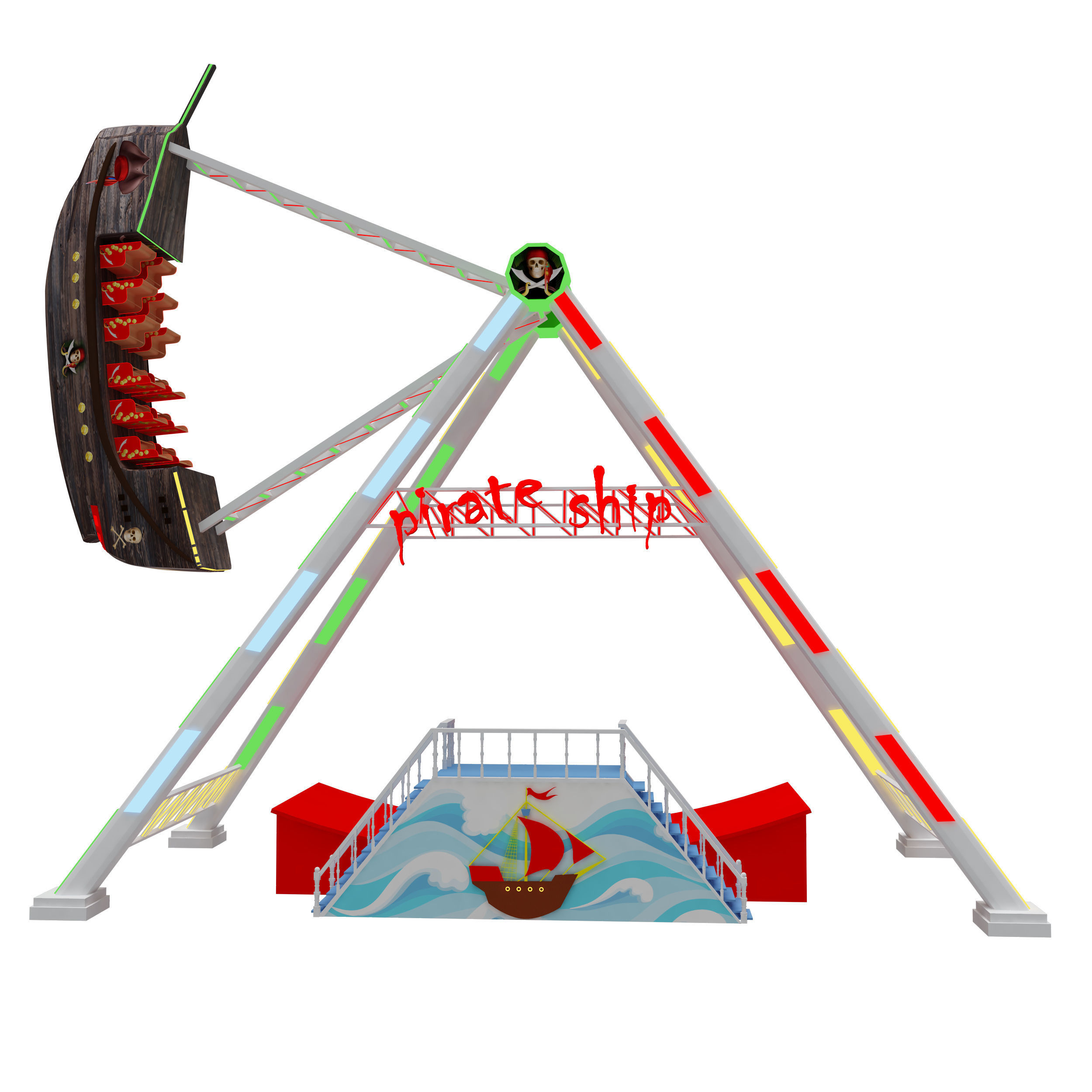 Amusement Park Equipment 9 Pieces 3D model_24
