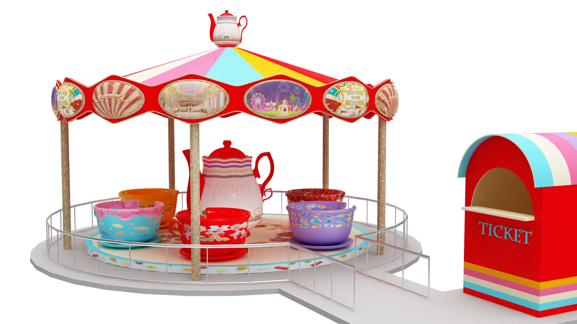 Amusement Park Equipment 9 Pieces 3D model_12