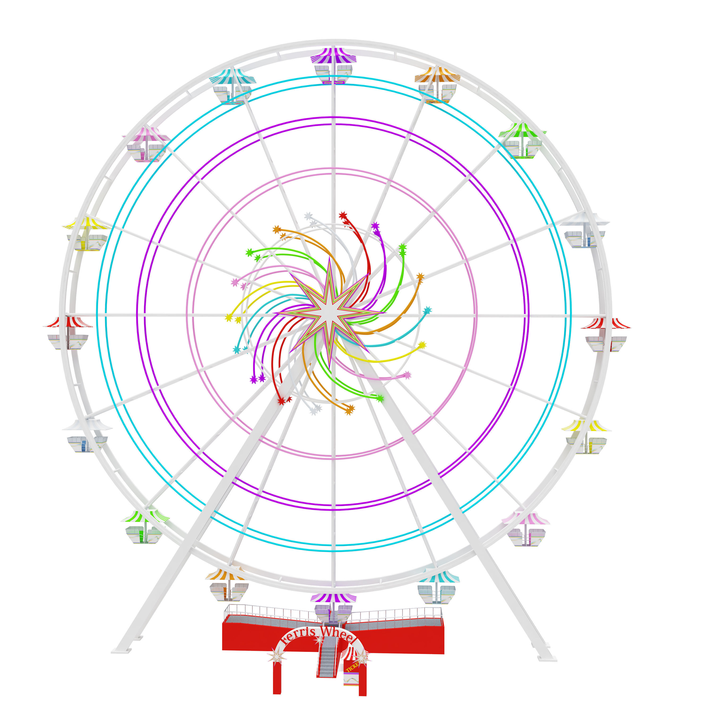 Amusement Park Equipment 9 Pieces 3D model_31