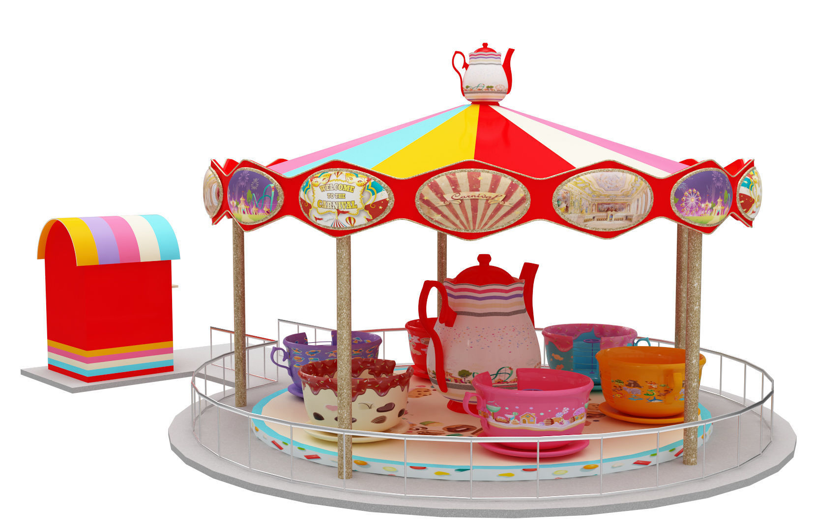 Amusement Park Equipment 9 Pieces 3D model_11