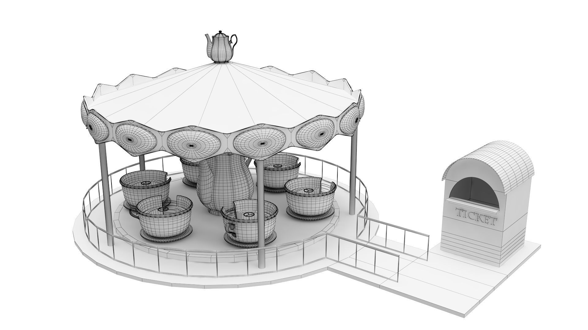 Amusement Park Equipment 9 Pieces 3D model_38