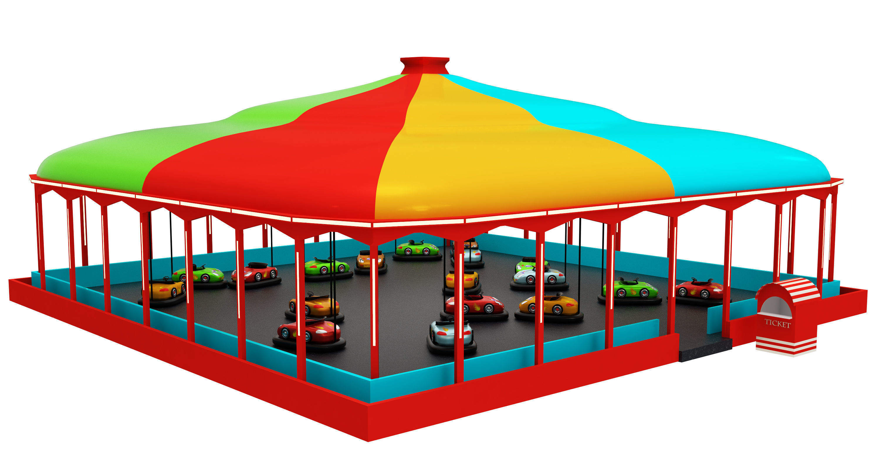 Amusement Park Equipment 9 Pieces 3D model_17