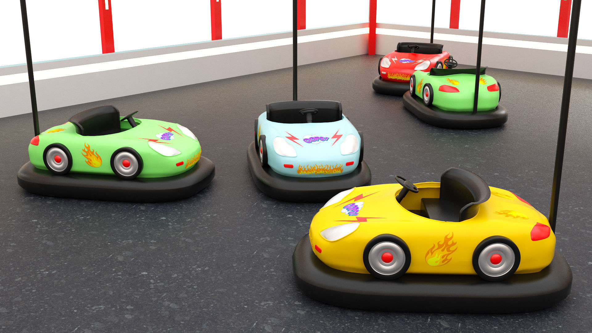 Amusement Park Equipment 9 Pieces 3D model_20