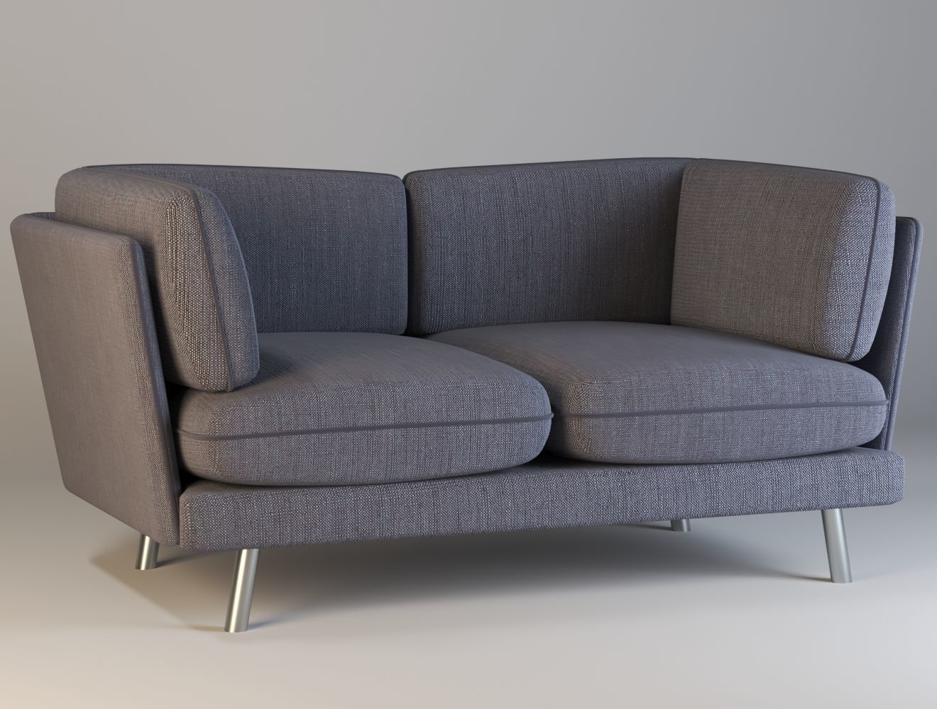 Modern sofa with two types of materials Low-poly 3D model_6