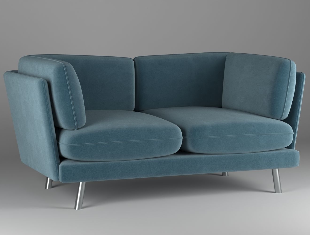 Modern sofa with two types of materials Low-poly 3D model_5