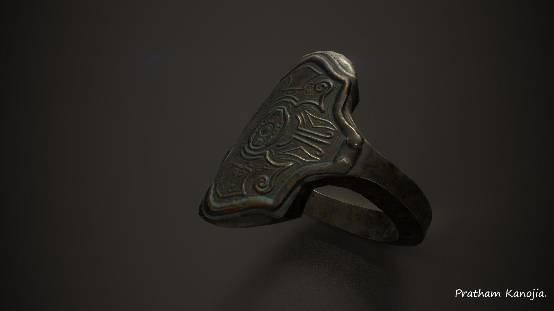 Antique Ornamental ring Free low-poly 3D model_1