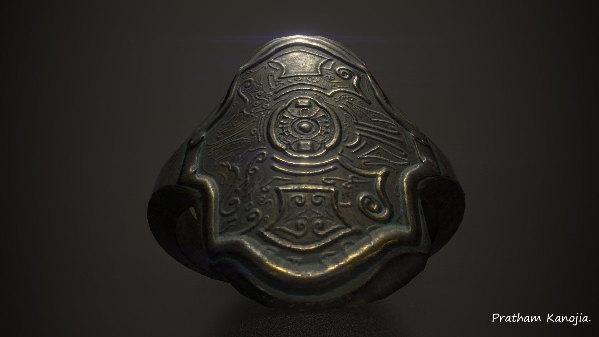 Antique Ornamental ring Free low-poly 3D model_3