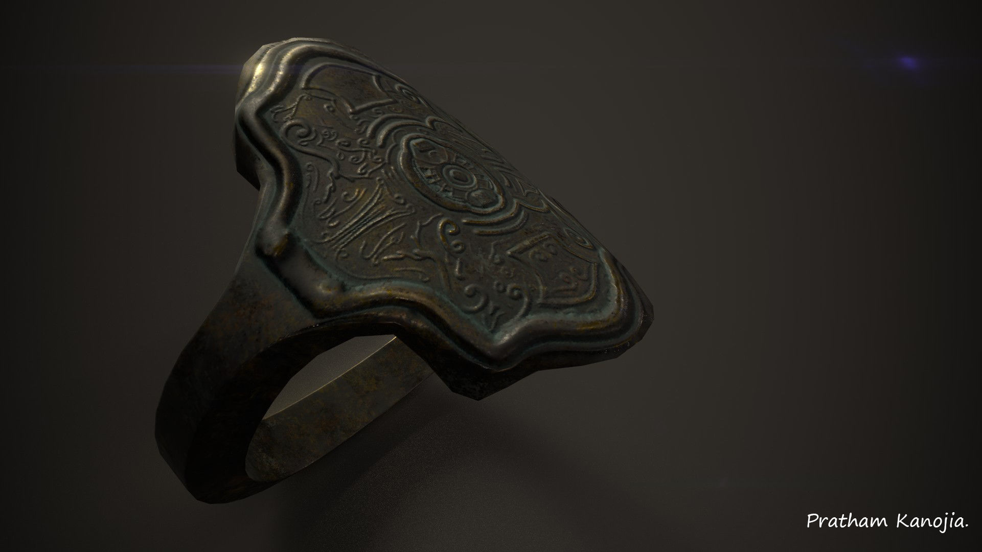 Antique Ornamental ring Free low-poly 3D model_2