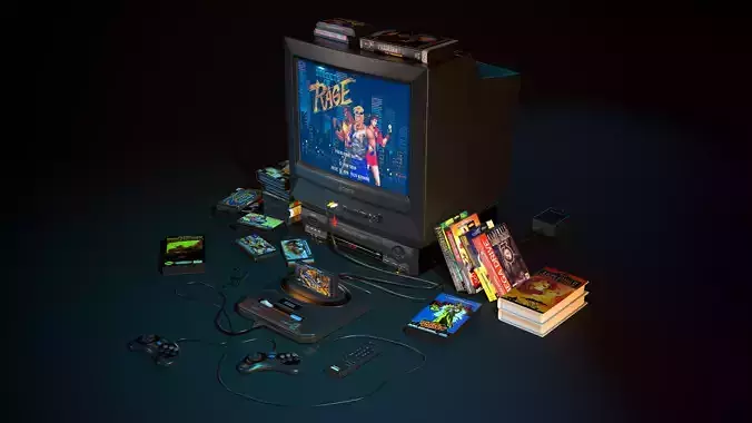 Sega mega drive 2 Low-poly 3D model