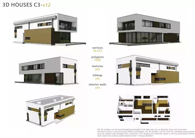 House C3V12 Low-poly 3D model