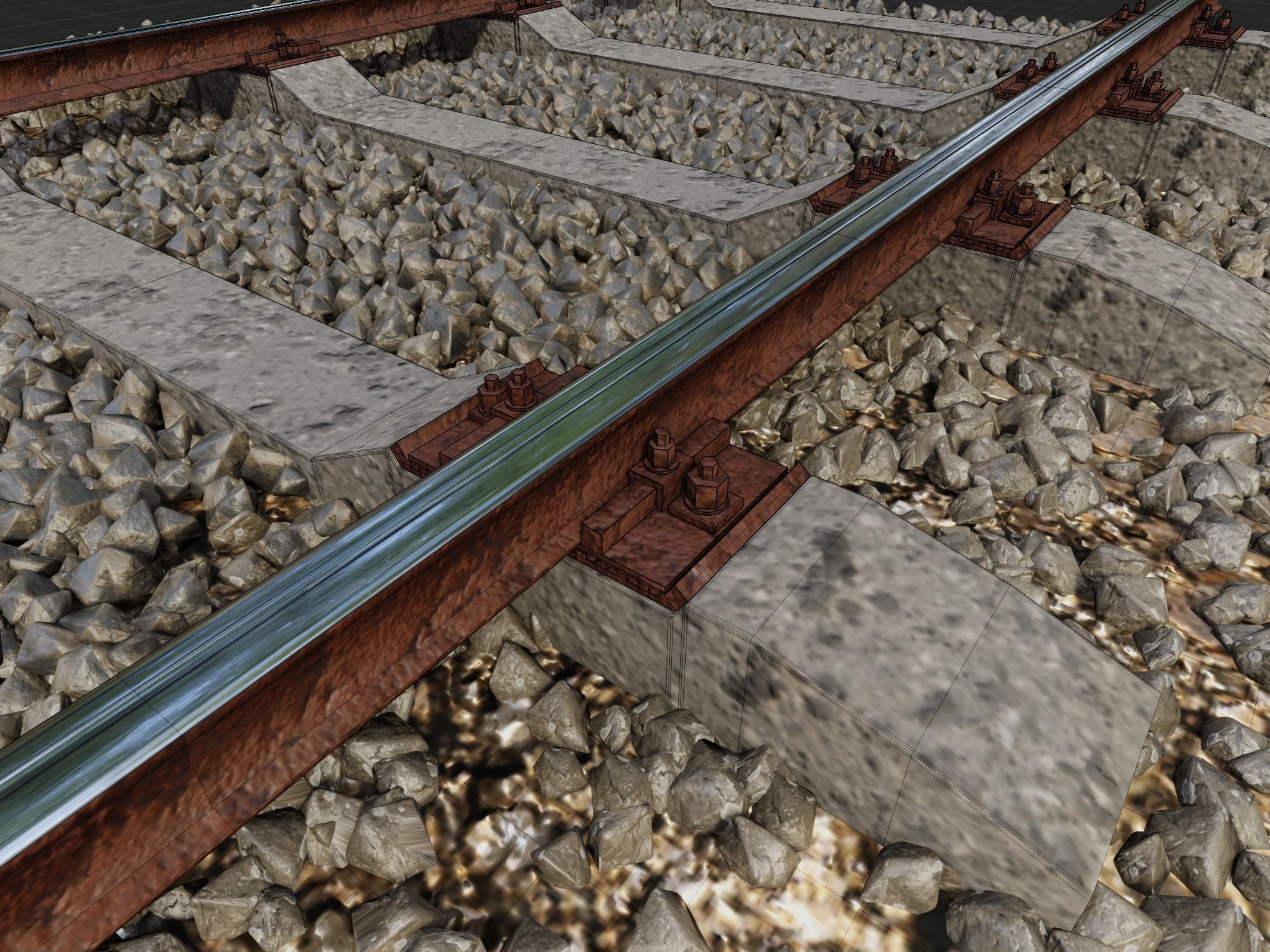 Rails Material and model Free low-poly 3D model_3