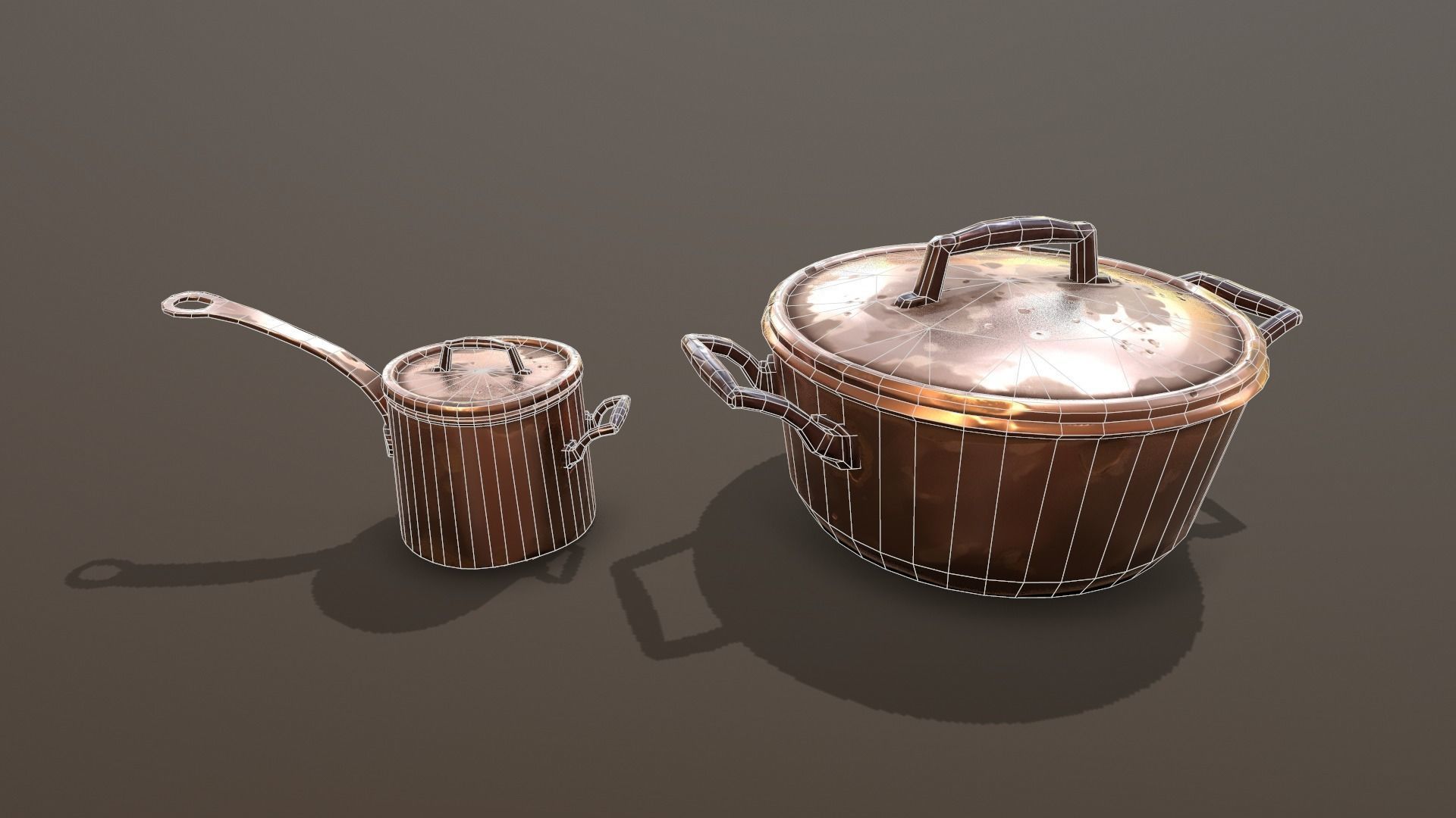 Stylized Casserole Pans Kit Low-poly 3D model_4