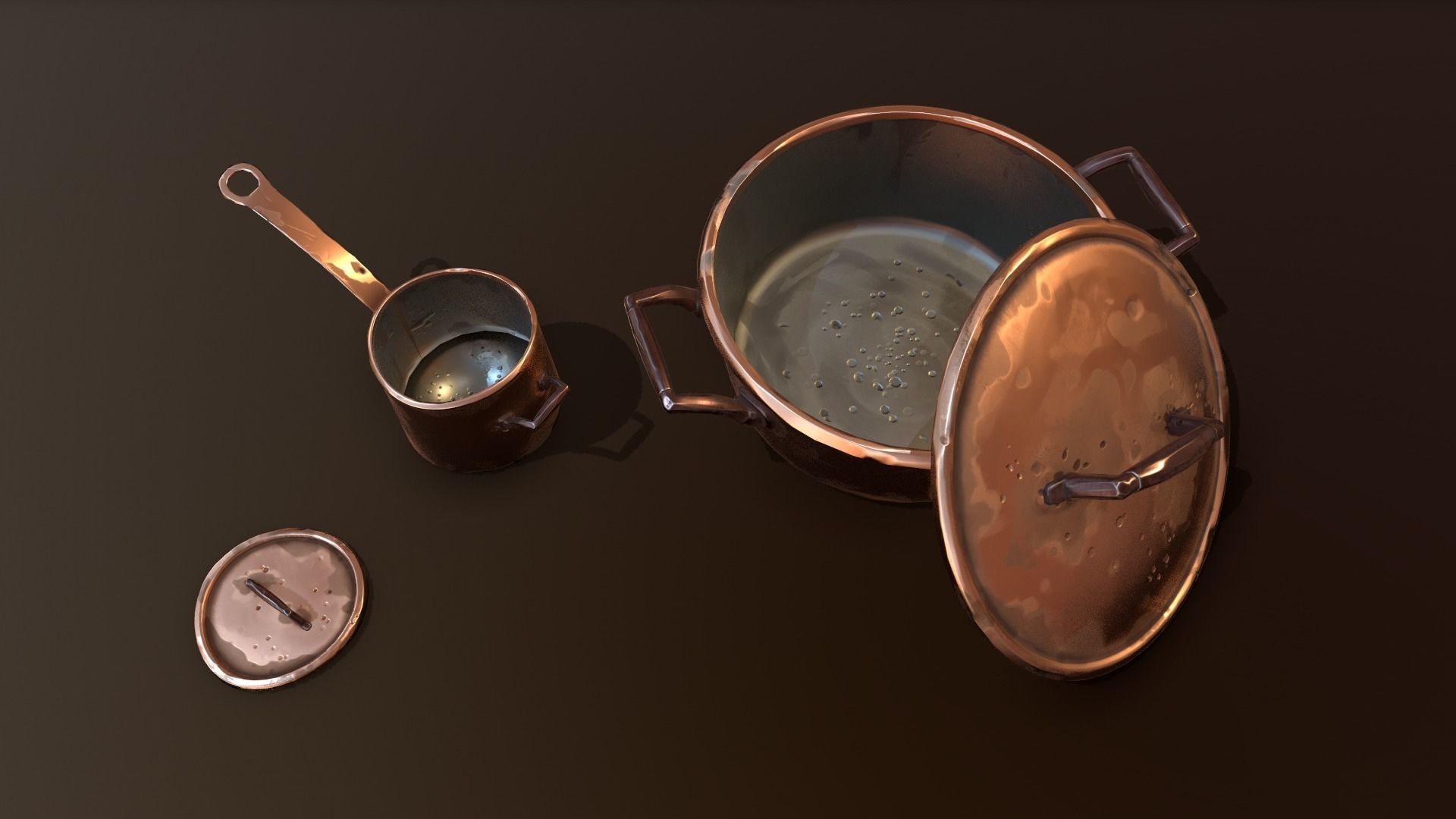 Stylized Casserole Pans Kit Low-poly 3D model_1