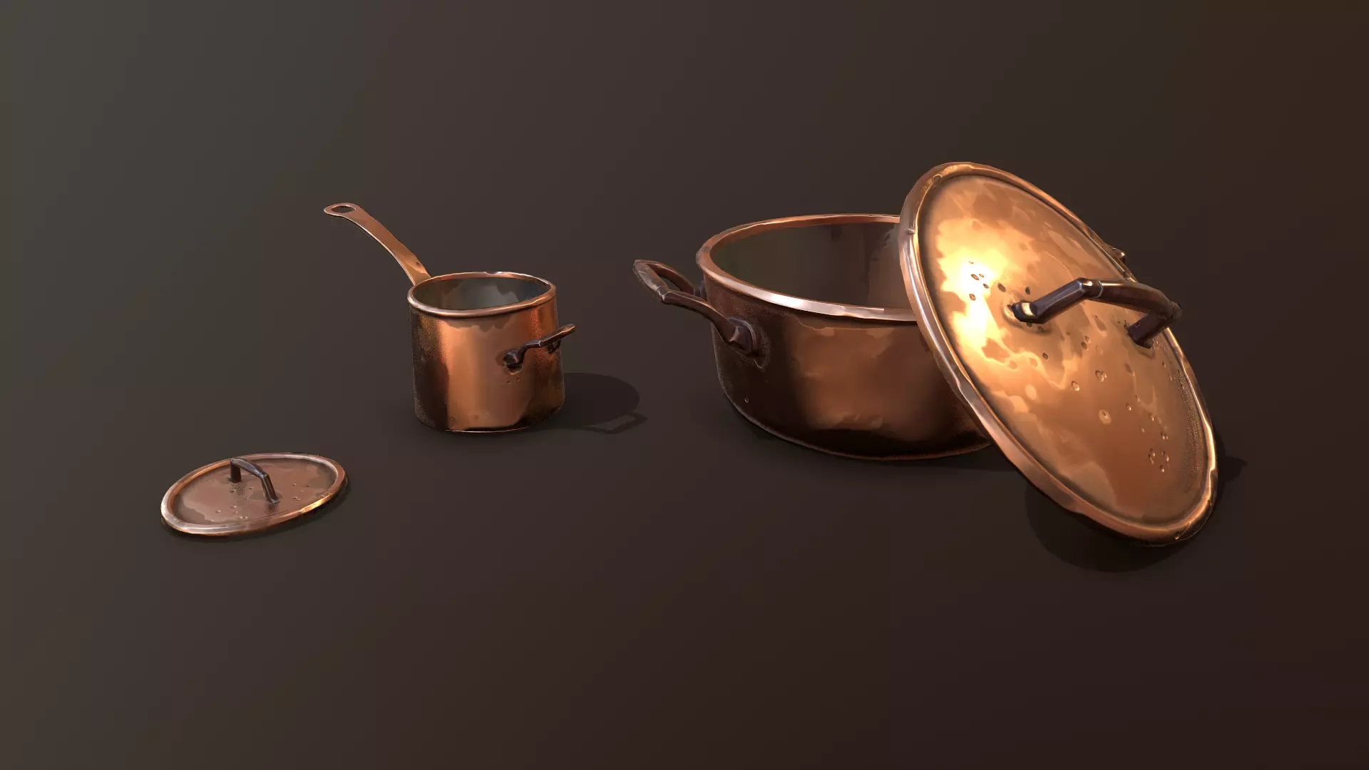 Stylized Casserole Pans Kit Low-poly 3D model_0