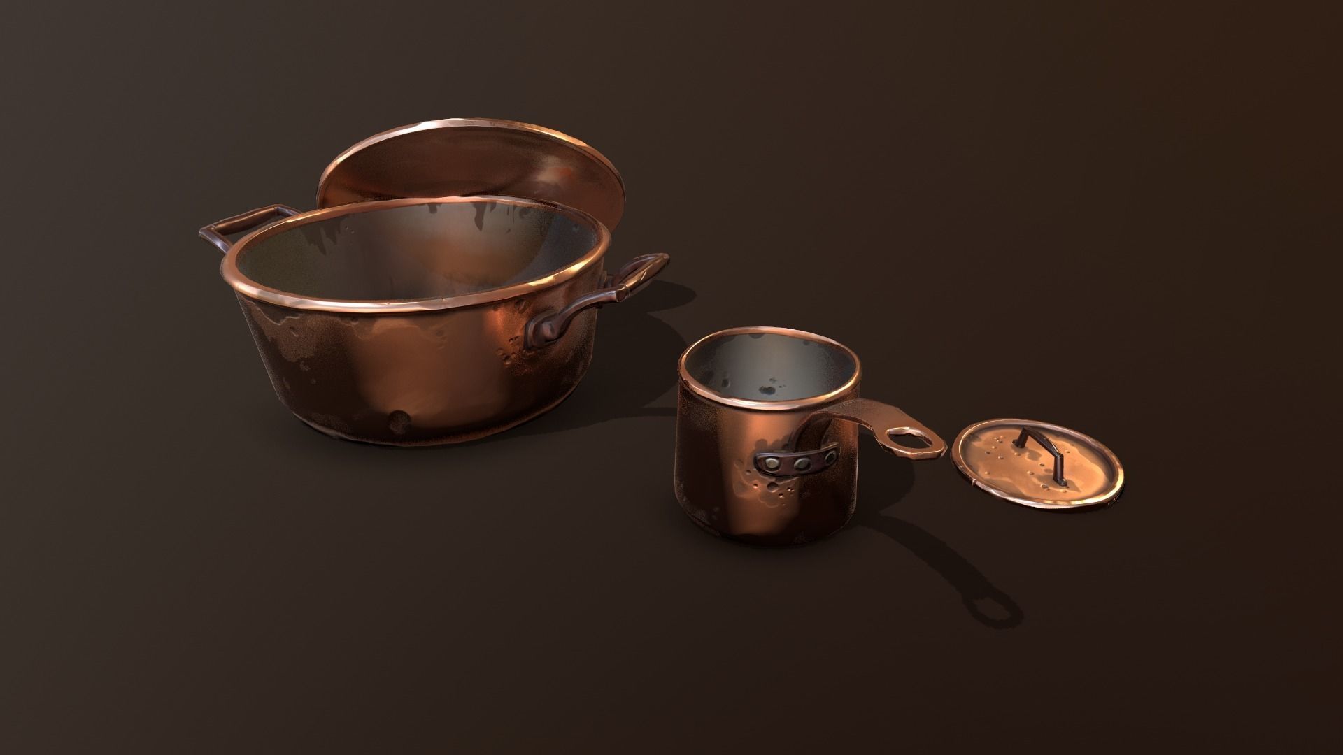 Stylized Casserole Pans Kit Low-poly 3D model_2