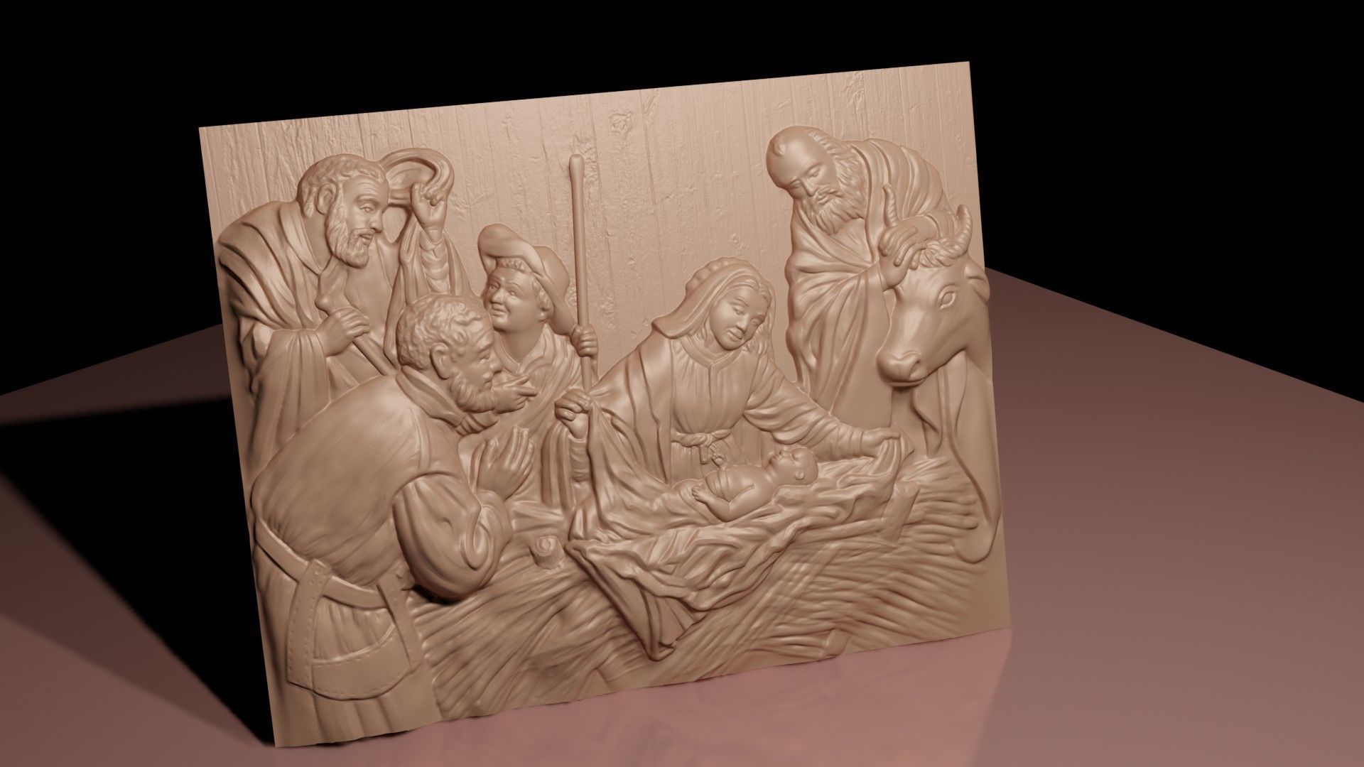 Christmas nativity on piece of wood 3D print model_4