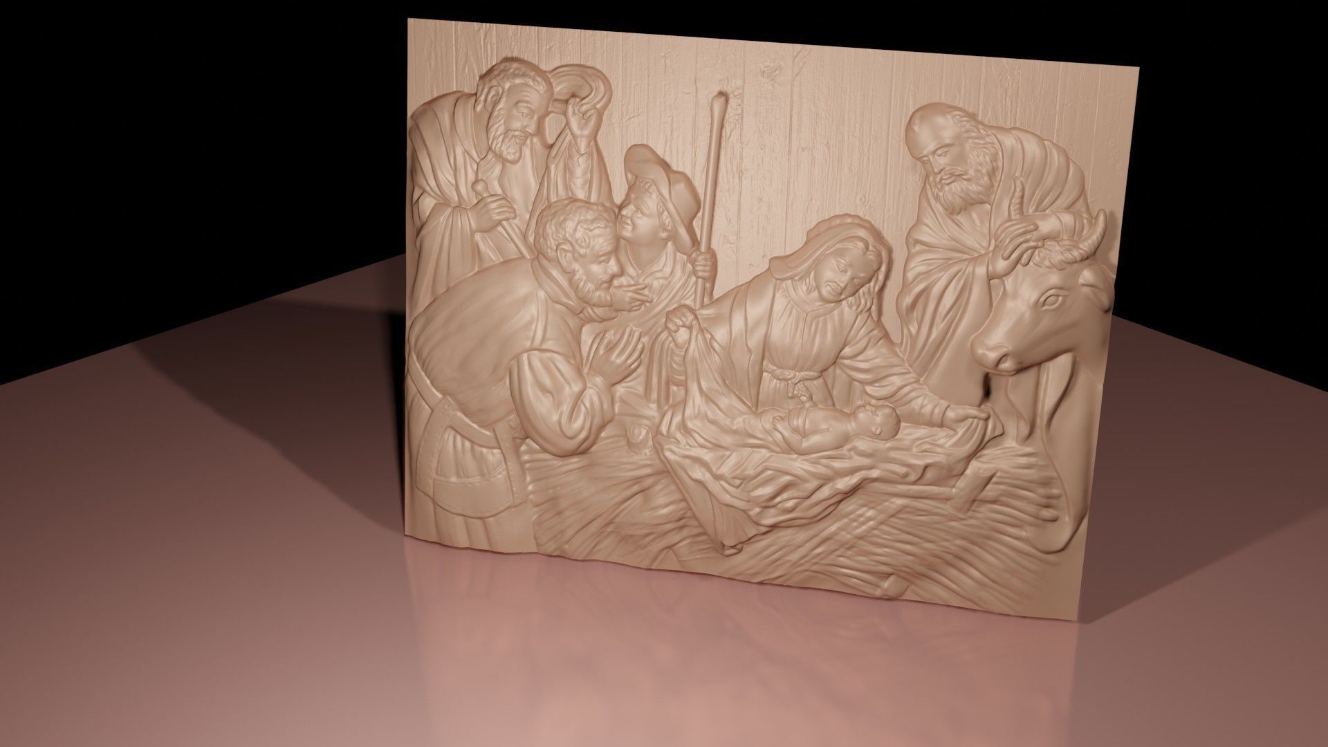 Christmas nativity on piece of wood 3D print model_2