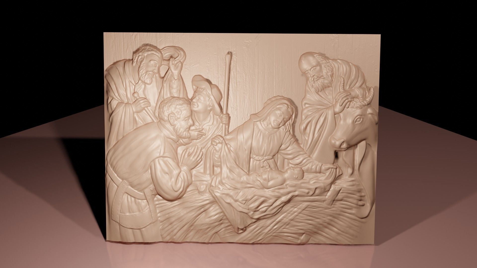 Christmas nativity on piece of wood 3D print model_3